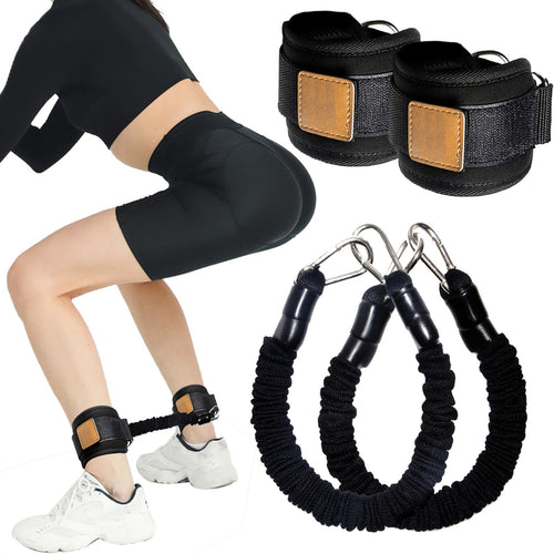 Ankle Resistance Bands with Cuffs Ankle Bands for Leg Booty Butt Lift Workout Equipment for Kickbacks Hip Leg Glute Fitness Training Exercise Bands with Ankle Cuffs for Men Women